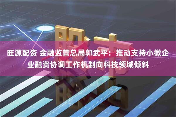 旺源配资 金融监管总局郭武平：推动支持小微企业融资协调工作机制向科技领域倾斜
